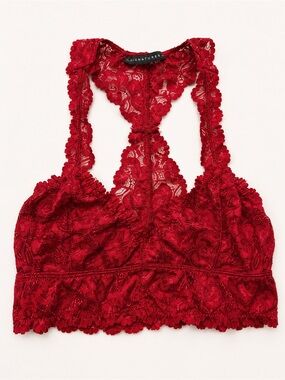 Signature 8 Red Floral Lace Racerback Bralette Size Medium Stretch